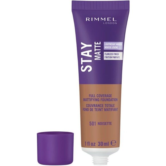 Rimmel London 501 Noisette Stay Matte Full Coverage Foundation 1 Fl Oz 30 mL - Picture 2 of 4